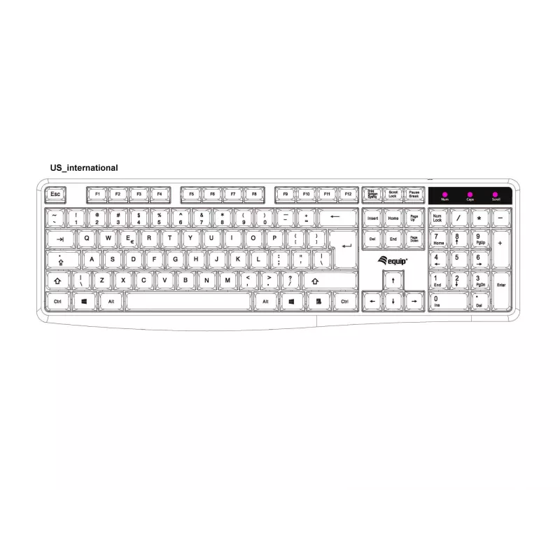 Equip tastiera USB con filo, layout US/internazionale (QWERTY), full-size (100%), con filo, USB, QWERTY, nero