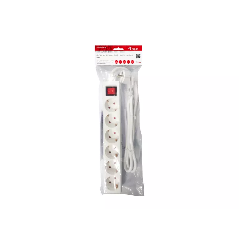Equip 245552 prolunga elettrica 1,5 m 6 prese AC per interni bianco