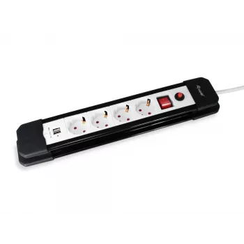 Equip 245553 prolunga elettrica 1,5 m 4 uscite AC per interni nero, bianco