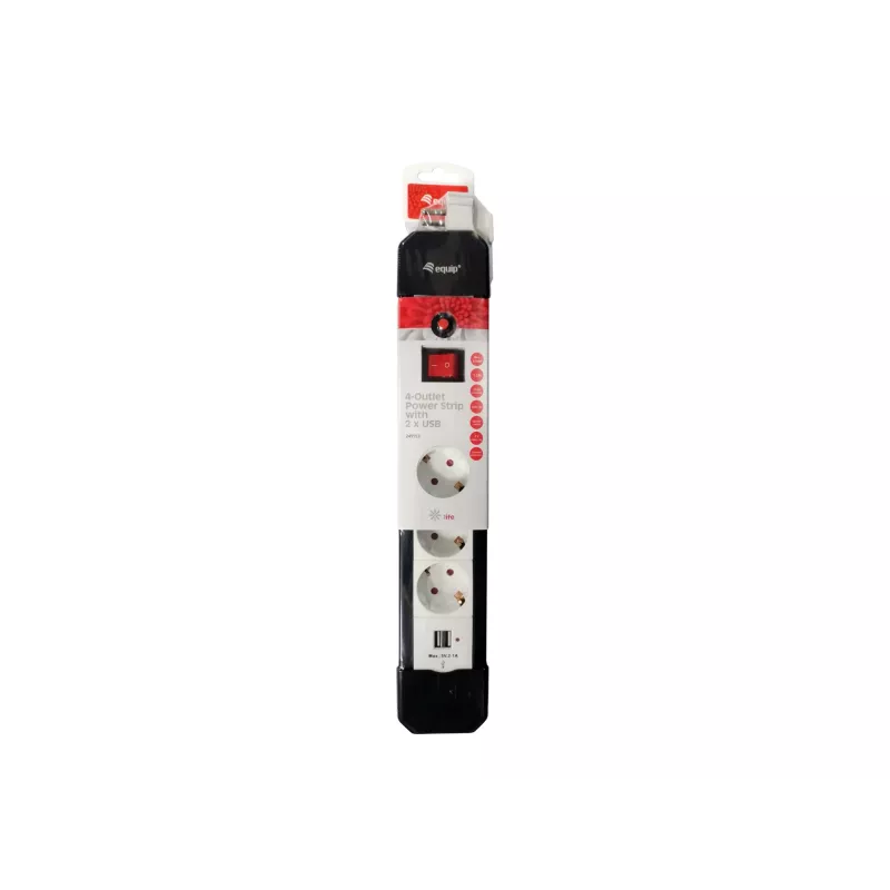 Equip 245553 prolunga elettrica 1,5 m 4 uscite AC per interni nero, bianco