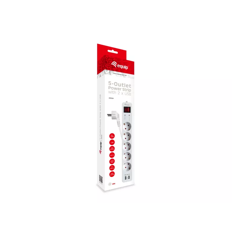 Equip 245554 ciabatta elettrica 1,8 m 5 uscite AC per interni bianco