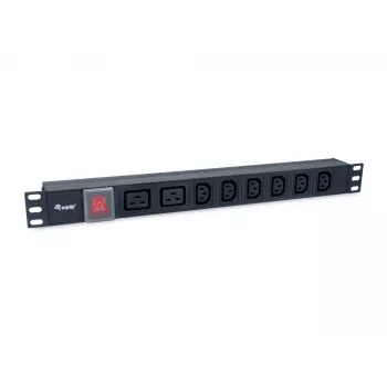 Equip ciabatta elettrica a 8 vie, 6 x IEC-C13 + 2 x IEC-C19, interruttore on/off, case in alluminio