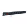 Equip ciabatta elettrica a 8 vie, 6 x IEC-C13 + 2 x IEC-C19, interruttore on/off, case in alluminio