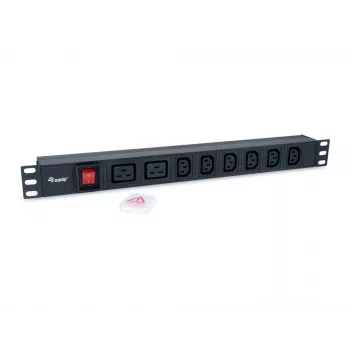 Equip ciabatta elettrica a 8 vie, 6 x IEC-C13 + 2 x IEC-C19, interruttore on/off, case in alluminio