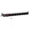 Equip ciabatta elettrica tedesca a 8 vie, case in alluminio, 3 m