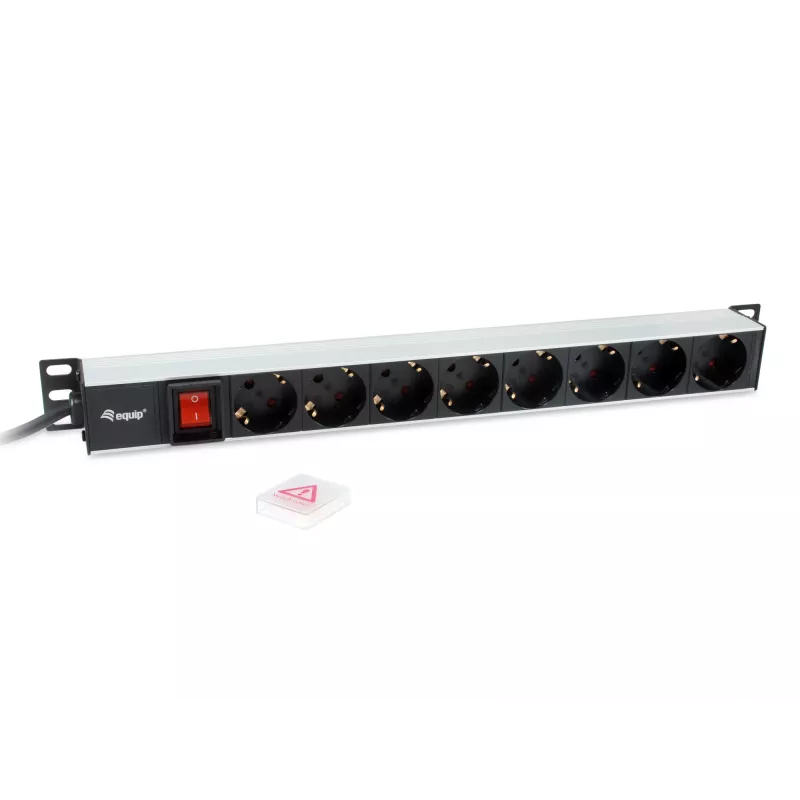 Equip ciabatta elettrica tedesca a 8 vie, case in alluminio, 3 m