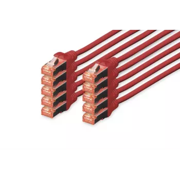 Cavo patch DIGITUS conduttore in rame - CAT6 - S/FTP - Snagless - 25cm - rosso - confezione da 10