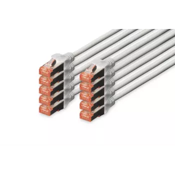 Cavo patch DIGITUS - CAT6 - S/FTP - Snagless - 50 cm - grigio - confezione da 10