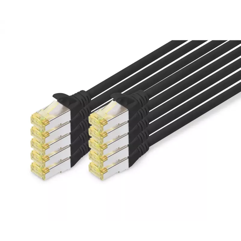 Cavo patch DIGITUS - CAT6a - S/FTP - Snagless - 3 m - nero - confezione da 10