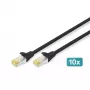 Cavo patch DIGITUS - CAT6a - S/FTP - Snagless - 3 m - nero - confezione da 10