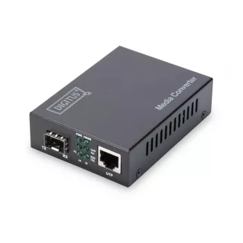 Convertitore media DIGITUS, SFP 10/100/1000Base-T a SFP Open Slot, incl. alimentatore senza modulo SFP