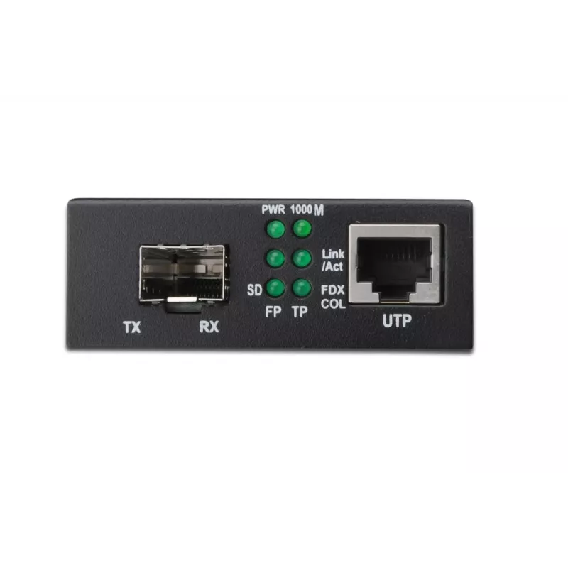 Convertitore media DIGITUS, SFP 10/100/1000Base-T a SFP Open Slot, incl. alimentatore senza modulo SFP