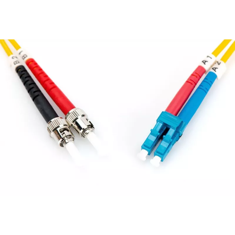 DIGITUS Cavo patch in fibra ottica, LC su ST OS2, monomodale 09/125 µ, duplex, lunghezza 2 m