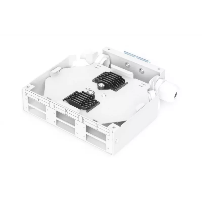 DIGITUS Cassetto di giunzione per guida DIN per 6x accoppiatori SC//DX, colore grigio