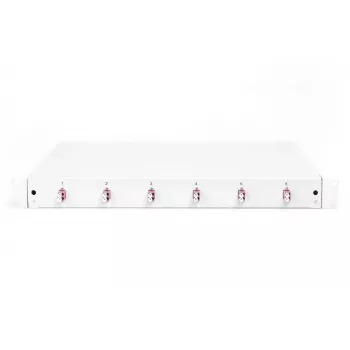 DIGITUS Cassetto di giunzione a estrazione in fibra ottica, 1HE, equipaggiato 6x LC-Duplex, incl. vite M25, cassetta di giunzione OM4 pigtail colorati, adattatori