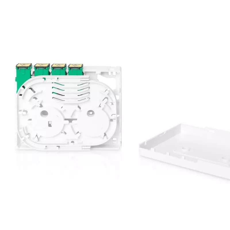 DIGITUS Contenitore FTTH, con superficie adattatori 4x SC (APC) SX e montaggio su guida DIN