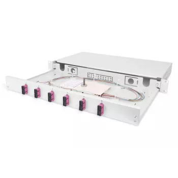 DIGITUS Cassetto di giunzione in fibra ottica SC OM4 1U 6xSC-DX cassetta pigtail accoppiatori