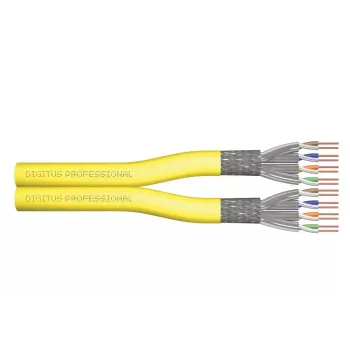 DIGITUS Cavo di installazione - Cat 7a - S/FTP - AWG 22/1 duplex - 100 m - giallo
