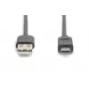 Cavo di collegamento USB Type-C DIGITUS ASSMANN, Type-C a A maschio/maschio, 3 m, 3A, 480 MB/s, versione 2.0, nero