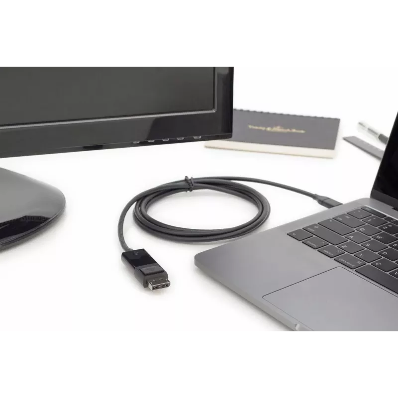 Cavo adattatore USB Type-C DIGITUS, Type-C a DP M/M, 2 m 4K/60 Hz, 32,4 Gbit/s, CE, nero