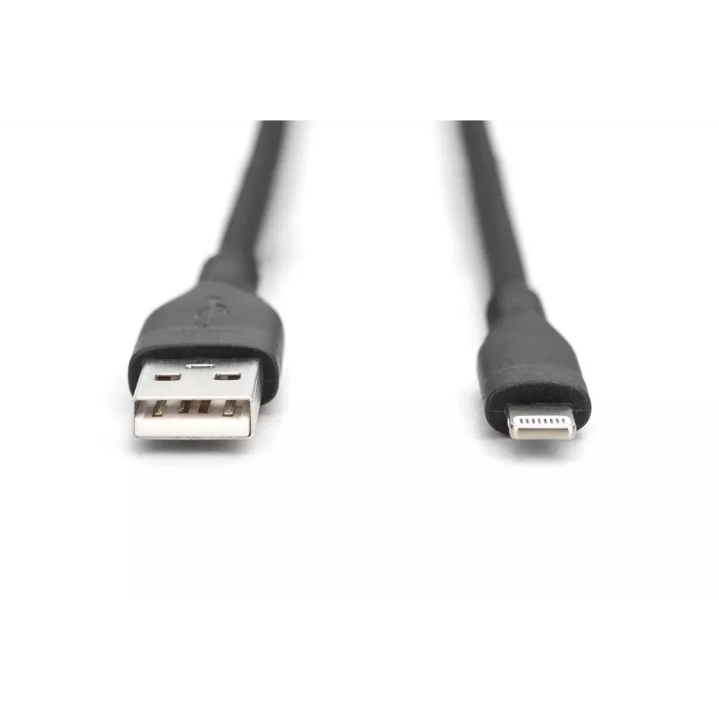 Cavo di ricarica in silicone USB DIGITUS USB-A - Lightning USB 2.0 12W - 50 cm nero