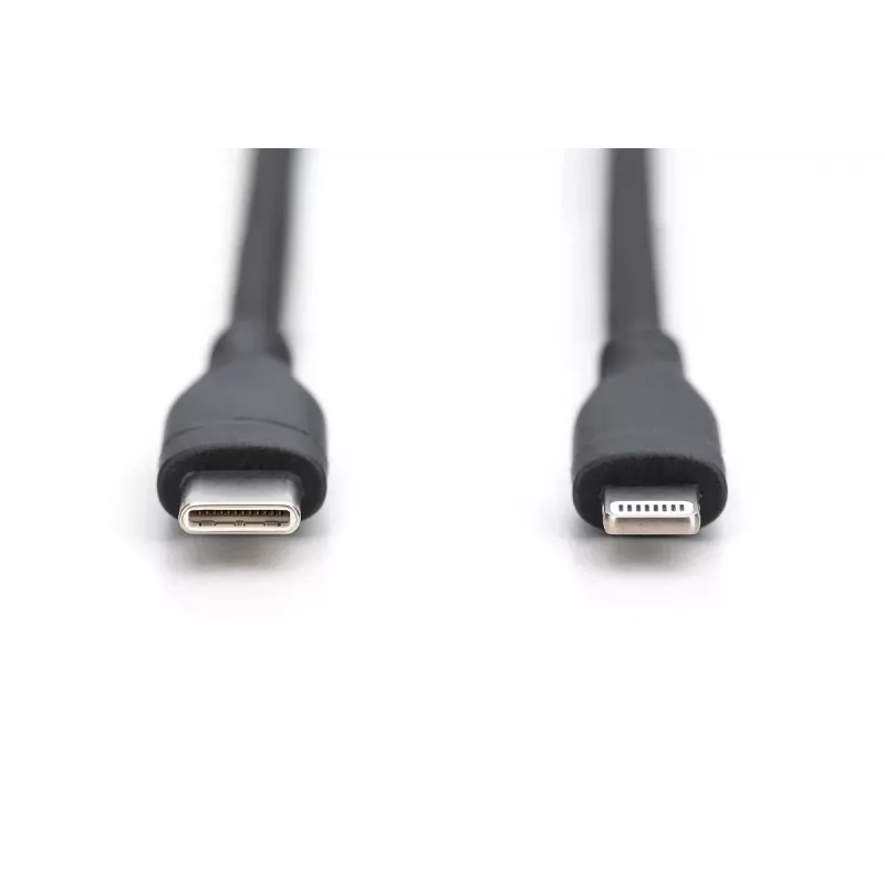 Cavo di ricarica in silicone USB DIGITUS USB-C - Lightning USB 2.0 60W - 1 m nero