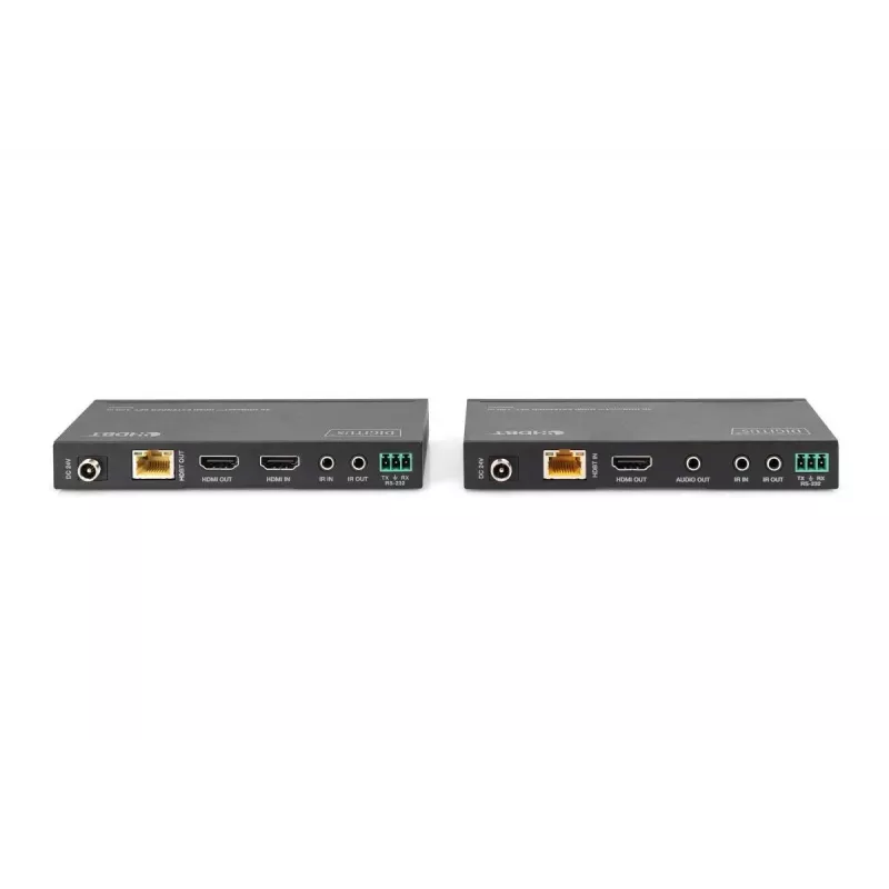 DIGITUS DS-55508 kit extender HDMI 4K HDBaseT, 150 m, 4K/60Hz, 18 Gbps, YUV 4:4:4, HDR, PoC, RS-232, IR