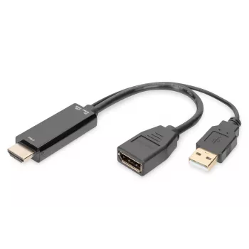 Adattatore HDMI 4K Digitus HDMI a DisplayPort 0,2 m HDMI Type-A USB