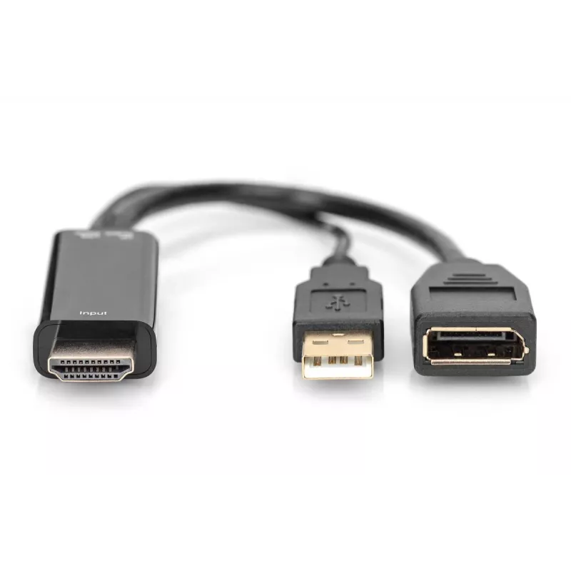Adattatore HDMI 4K Digitus HDMI a DisplayPort 0,2 m HDMI Type-A USB