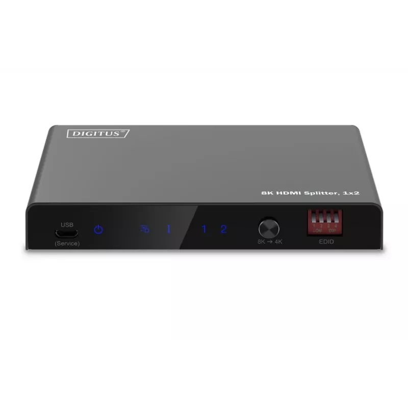 Splitter HDMI 1x2 DIGITUS - 8K/60Hz (4:4:4), Toslink, stereo, controllo EDID