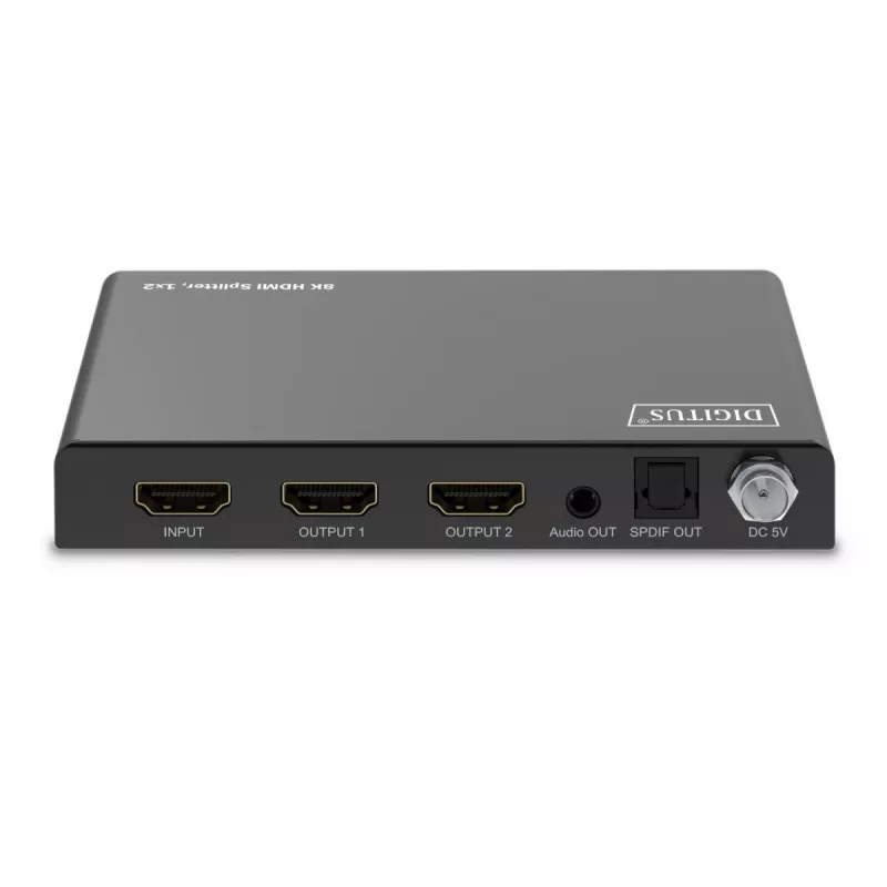 Splitter HDMI 1x2 DIGITUS - 8K/60Hz (4:4:4), Toslink, stereo, controllo EDID