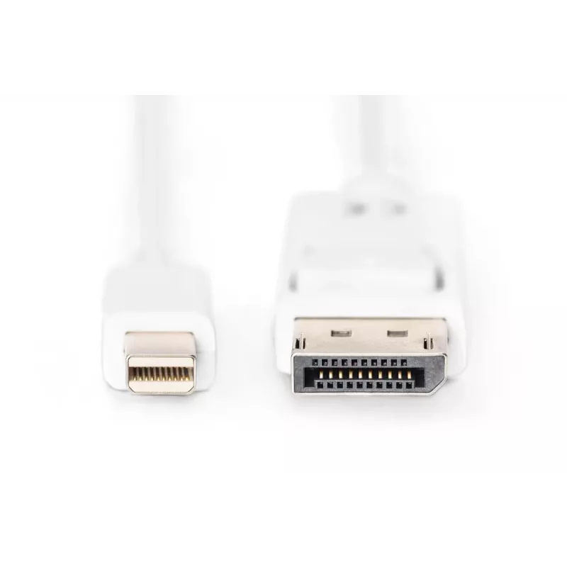 Cavo di collegamento DisplayPort DIGITUS, Mini DP - DP M/M, 2 m con blocco, conforme DP 1.1a, bianco
