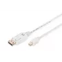 Cavo di collegamento DisplayPort DIGITUS, Mini-DP - DP connettore/connettore, 3 m con blocco, conforme DP 1.1a, bianco