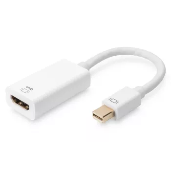 Cavo adattatore DisplayPort DIGITUS ASSMANN, Mini-DP - HDMI Type-A M/F, 20 cm HDMI Ver. 2.0, attivo, CE, oro, bianco
