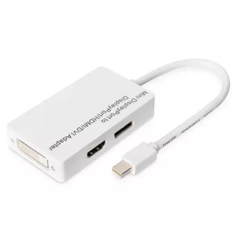Adattatore DIGITUS MiniDP su DP HDMI+DVI 20 cm compatibile DP 1.1a bianco