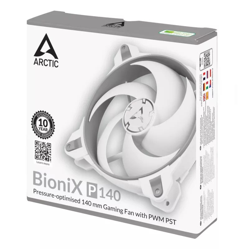 ARCTIC BioniX P140 (grigio/bianco) – ventola gaming 140 mm a pressione ottimizzata con PWM PST