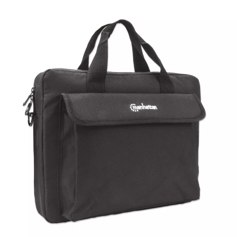 Borsa per laptop Manhattan London 14,1 inch, top loader, nero, LOW COST, scomparto accessori, tracolla rimovibile, custodia per notebook, tre anni di garanzia