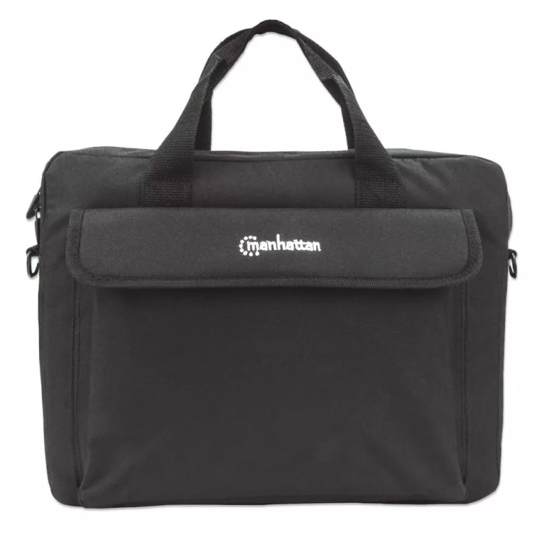 Borsa per laptop Manhattan London 14,1 inch, top loader, nero, LOW COST, scomparto accessori, tracolla rimovibile, custodia per notebook, tre anni di garanzia