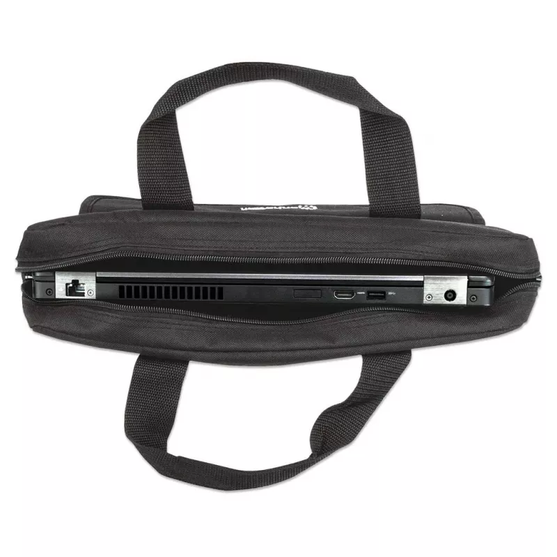Borsa per laptop Manhattan London 14,1 inch, top loader, nero, LOW COST, scomparto accessori, tracolla rimovibile, custodia per notebook, tre anni di garanzia