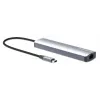 Dock/hub USB-C Manhattan con lettore di schede, porte (x5): Ethernet, HDMI, USB-A (x2) e USB-C, con Power Delivery (PD) 100 W – richiede alimentatore USB-C esterno (non incluso). Alimentato via USB (nessun alimentatore esterno necessario) se PD non viene utilizzato