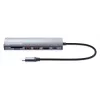 Dock/hub USB-C Manhattan con lettore di schede, porte (x5): Ethernet, HDMI, USB-A (x2) e USB-C, con Power Delivery (PD) 100 W – richiede alimentatore USB-C esterno (non incluso). Alimentato via USB (nessun alimentatore esterno necessario) se PD non viene utilizzato