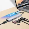 Dock/hub USB-C Manhattan con lettore di schede, porte (x5): Ethernet, HDMI, USB-A (x2) e USB-C, con Power Delivery (PD) 100 W – richiede alimentatore USB-C esterno (non incluso). Alimentato via USB (nessun alimentatore esterno necessario) se PD non viene utilizzato