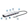 Dock/hub USB-C Manhattan con lettore di schede, porte (x5): Ethernet, HDMI, USB-A (x2) e USB-C, con Power Delivery (PD) 100 W – richiede alimentatore USB-C esterno (non incluso). Alimentato via USB (nessun alimentatore esterno necessario) se PD non viene utilizzato