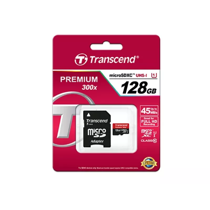 TRANSCEND 128GB Micro SDHC Class 10 UHS-1 con adattatore