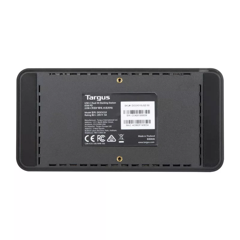 Targus DOCK310EUZ docking station per laptop / replicatore di porte con filo USB 3.2 Gen 1 (3.1 Gen 1) Type-C nero