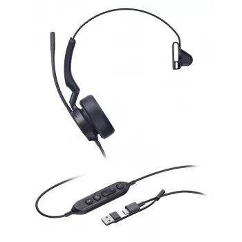 Yealink UH44 Mono Teams cuffie USB-C/A, con filo, 20 - 20000 Hz, ufficio/call center, 127 g, cuffie, nero