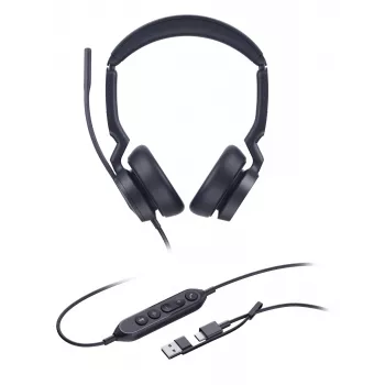 Yealink UH46 Dual UC cuffie USB-C/A, con filo, 20 - 20000 Hz, ufficio/call center, 166 g, cuffie, nero