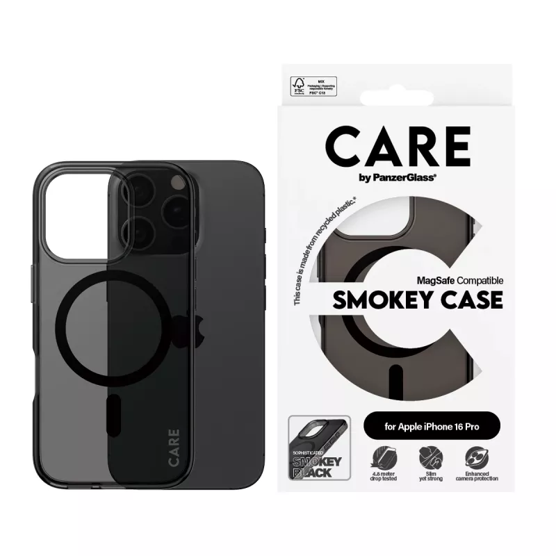 Cover PanzerGlass CARE by Flagship Case Urban Combat Smokey w. Nero MagSafe iPhone '24 6.3 inch Pro