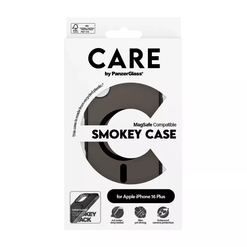 PanzerGlass CARE™ by ® Urban Combat Case Smokey con nero MagSafe iPhone 16 Plus