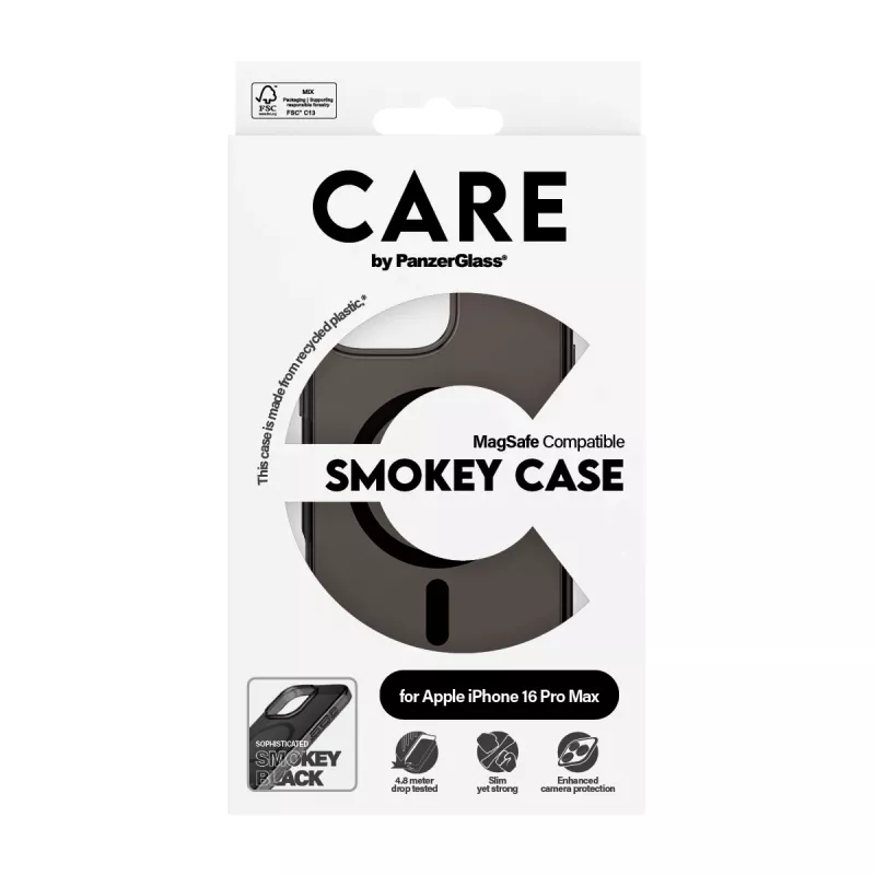 PanzerGlass CARE™ by ® Urban Combat Case Smokey con nero MagSafe iPhone 16 Pro Max